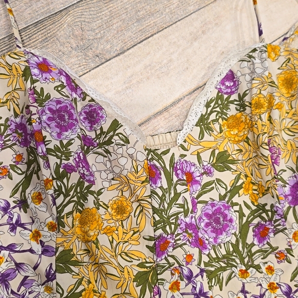 Maeve Anthropologie Floral Dress with Purple and Yellow Accents Size Medium - Picture 8 of 8